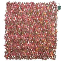 Primrose Extendable Artificial Red Acer Screening Trellis with LEDs W2m x H1m