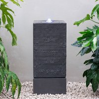 Primrose Square Column Water Feature Effect Lights Outdoor Garden Fountain in Grey