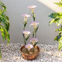 Primrose Potted Pink Lily Tiered Cascading Zinc Outdoor Garden Water Feature