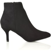 XY London Women's 'Anastsia' Low Mid Kitten High Heel Stiletto Zip-Up Ankle Boots in Jet Black | Size: 3
