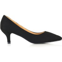 XY London Women's 'Cali' Pointed Toe Low Stiletto Kitten High Heel Court Shoes in Jet Black | Size: 4
