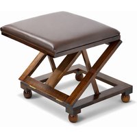 Folding Leather Cushion Padded Footstool Dark