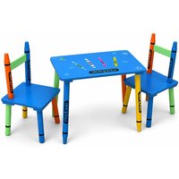 Oypla Childrens Wooden Crayon Table & Chairs Set