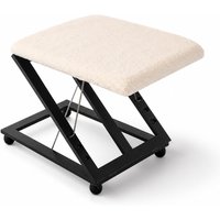 Oypla Adjustable Folding Cushion Padded Footstool in White