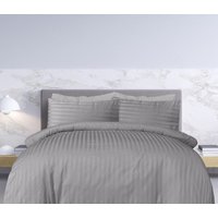 Luxury Satin Stripe Reversible Duvet Cover Quilt Bedding Set Pillowcase Double