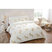 Luxury Fleece Unicorn Foil Duvet Cover Pillowcase Single