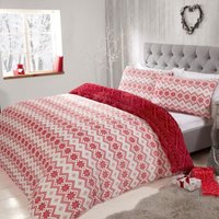 Fairisle Flannel Fleece Reversible Duvet Cover Pillowcases Double