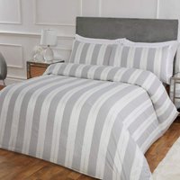 Smart Living Luxury Hotel Quality Lurex Stripe Jacquard Duvet Cover with Pillowcases in Silver | Size: Double