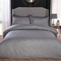 Smart Living Luxury Hotel Quality Lurex Jacquard Geometric Deco Duvet Cover with Pillowcases in Natural | Size: King