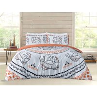 Printed Reversible Polycotton Tribal Elephant Duvet Cover Pillowcases Burnt King