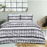 Printed Reversible Polycotton Tiedye Tassel Trim Duvet Cover Pillowcases Double