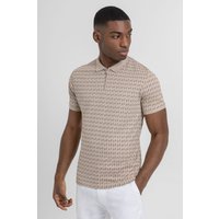 & Triangle Geometric Print Short Sleeve Polo Shirt