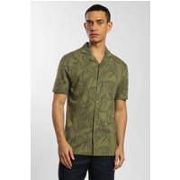 & Abstract Palm Leaf Jacquard Short Sleeve Shirt
