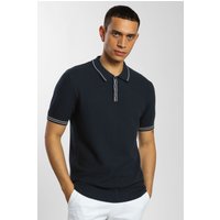 & Honeycomb Textured Knitted Polo Shirt