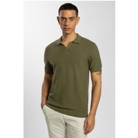 & Honeycomb Textured Open Collar Knitted Polo Shirt