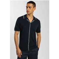 & Knitted Short Sleeve Shirt Contrast Tipping