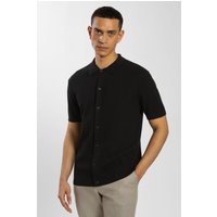 & Textured Knitted Polo Shirt