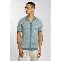& Mini Stripe Knitted Button Polo Shirt