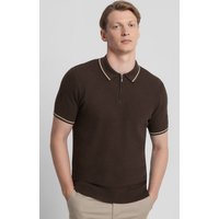& Textured Short Sleeve Polo Shirt Contrast Tipping