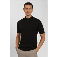 & Textured Stripe Short Sleeve Polo Shirt