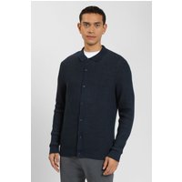 Steel & Jelly Men's Textured Knitted Overshirt in Navy | Size: Medium