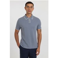 & Beam Diamond Textured Jacquard Polo Shirt