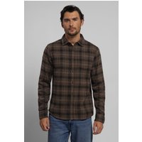 Steel & Jelly Men's Alderley - Check Brushed Cotton Long Sleeve Shirt in Brown | Size: Large