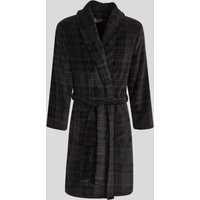 Steel & Jelly Men's Greenford - Check Supersoft Fleece Dressing Gown in Black | Size: XL