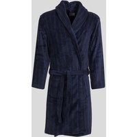 Steel & Jelly Men's Edgware - Chevron Stripe Supersoft Fleece Dressing Gown in Navy | Size: Small