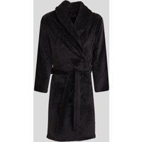 Steel & Jelly Men's Osterley - Waffle Texture Supersoft Fleece Dressing Gown in Black | Size: Small