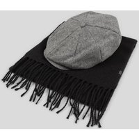 & Cootham Twill Flat Cap & Herringbone Textured Scarf Set