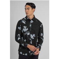 & Budworth Greyscale Lily Floral Print Long Sleeve Shirt