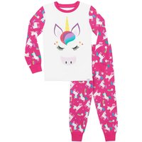 Harry Bear Girl's Unicorn Face Print Pyjamas in Pink | Size: 8-9 Years