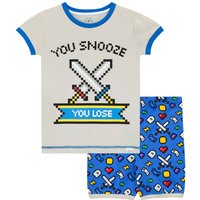 Harry Bear Boy's Snooze Lose Short Cosy Snuggle Fit Pyjamas in Blue | Size: 6-7 Years