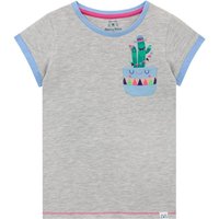 Harry Bear Girl's Cactus Print T-Shirt in Grey | Size: 7-8 Years