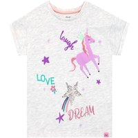 Harry Bear Girl's Laugh Love Dream Unicorn T-Shirt in Grey | Size: 18-24 m