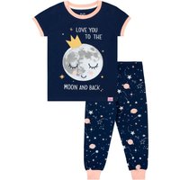 Harry Bear Girl's Moon Slogan Cosy Snuggle Fit Pyjamas in Blue | Size: 10-11 Years