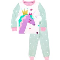 Harry Bear Girl's Unicorn Crown Cosy Snuggle Fit Pyjamas in Green | Size: 11-12 Years