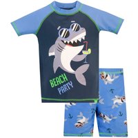 Harry Bear Boy's Shark Beach Party 2 Piece Swim Set in Blue | Size: 7-8 Years