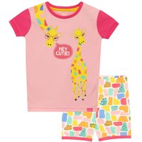 Harry Bear Girl's Hey Cutie Giraffe Short Pyjamas in Pink | Size: 4-5 Years
