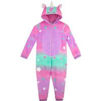 Harry Bear Girl's Star Unicorn Onesie Fleece All in One in Pink | Size: 7-8 Years