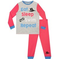 Harry Bear Girl's Eat Sleep Repeat Swim Pyjamas in Pink | Size: 8-9 Years