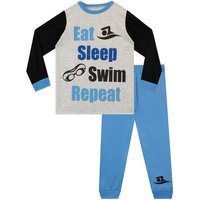 Harry Bear Boy's Eat Sleep Repeat Swim Pyjamas in Blue | Size: 8-9 Years