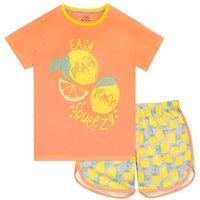 Harry Bear Girl's Easy Peasy Lemon Squeezy Short Pyjamas in Yellow | Size: 6-7 Years
