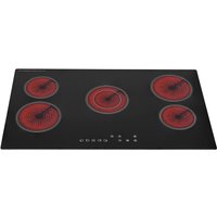 SIA 86cm Black 5 Zone Frameless Touch Control Electric Ceramic Hob - CERH90BL