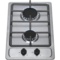 SIA 30cm Domino Gas Hob In Stainless Steel | LPG Kit & Cast Iron Stands - SSG302SS in Silver