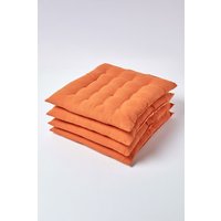 4 Pack Seat Pads Luxury 100% Cotton Indoor Outdoor Garden Cushion 40cm Burnt cm x 40 cm