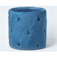 Homescapes Windsor Velvet Footstool in Navy