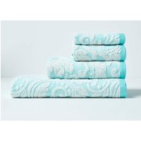 Homescapes Damask 100% Turkish Cotton 600 GSM Towel in Aqua