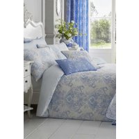 Homescapes French Toile Patterned Duvet Cover Set in Blue | Size: Single